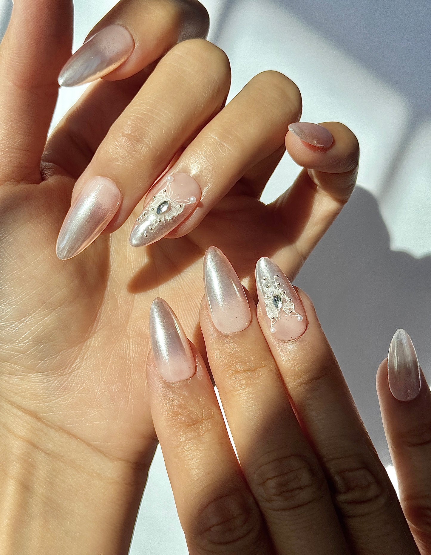 Iridescent Chrome Butterfly Press-On Nails