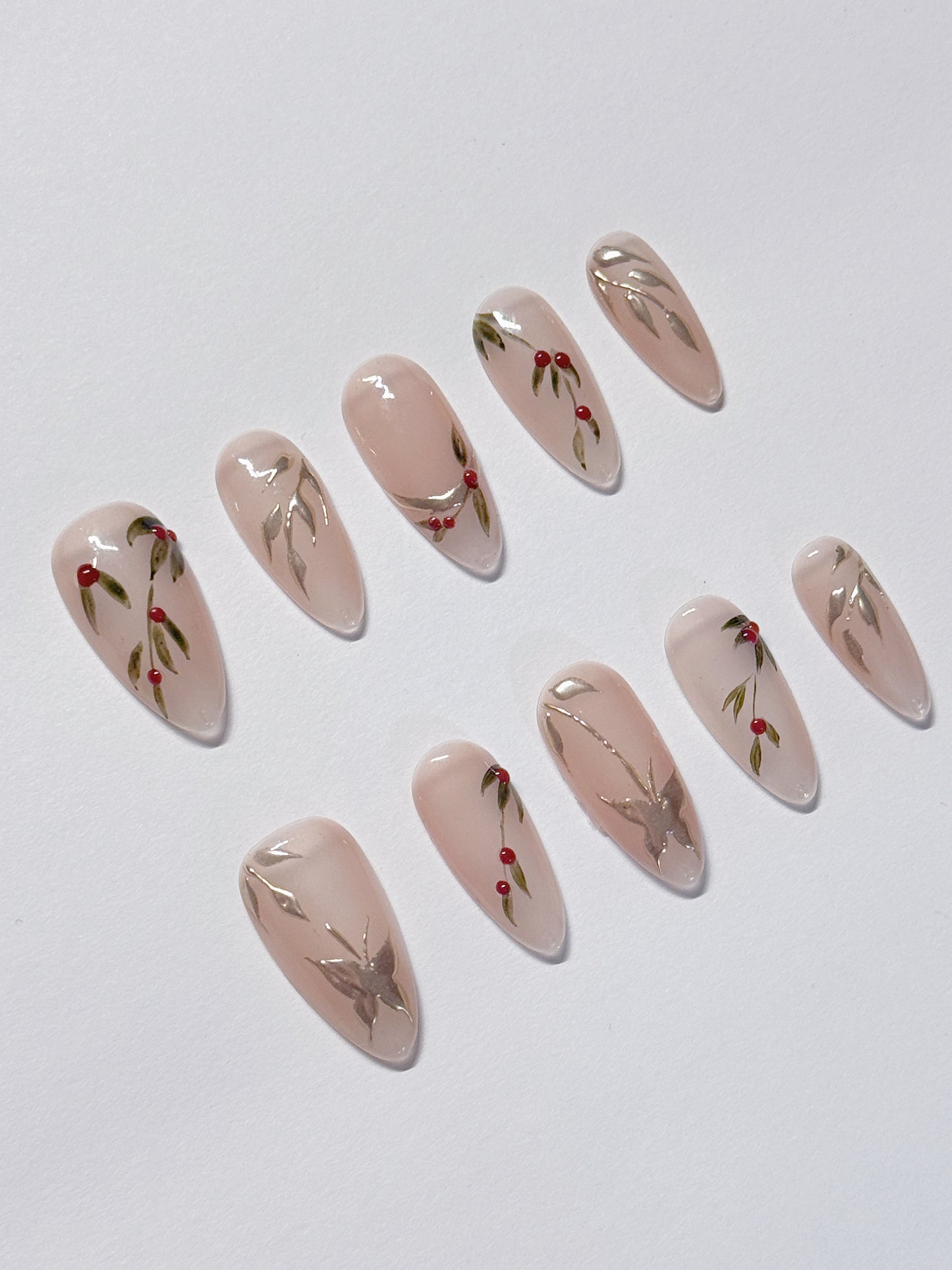 Nude Botanical Butterfly Press-On Nails
