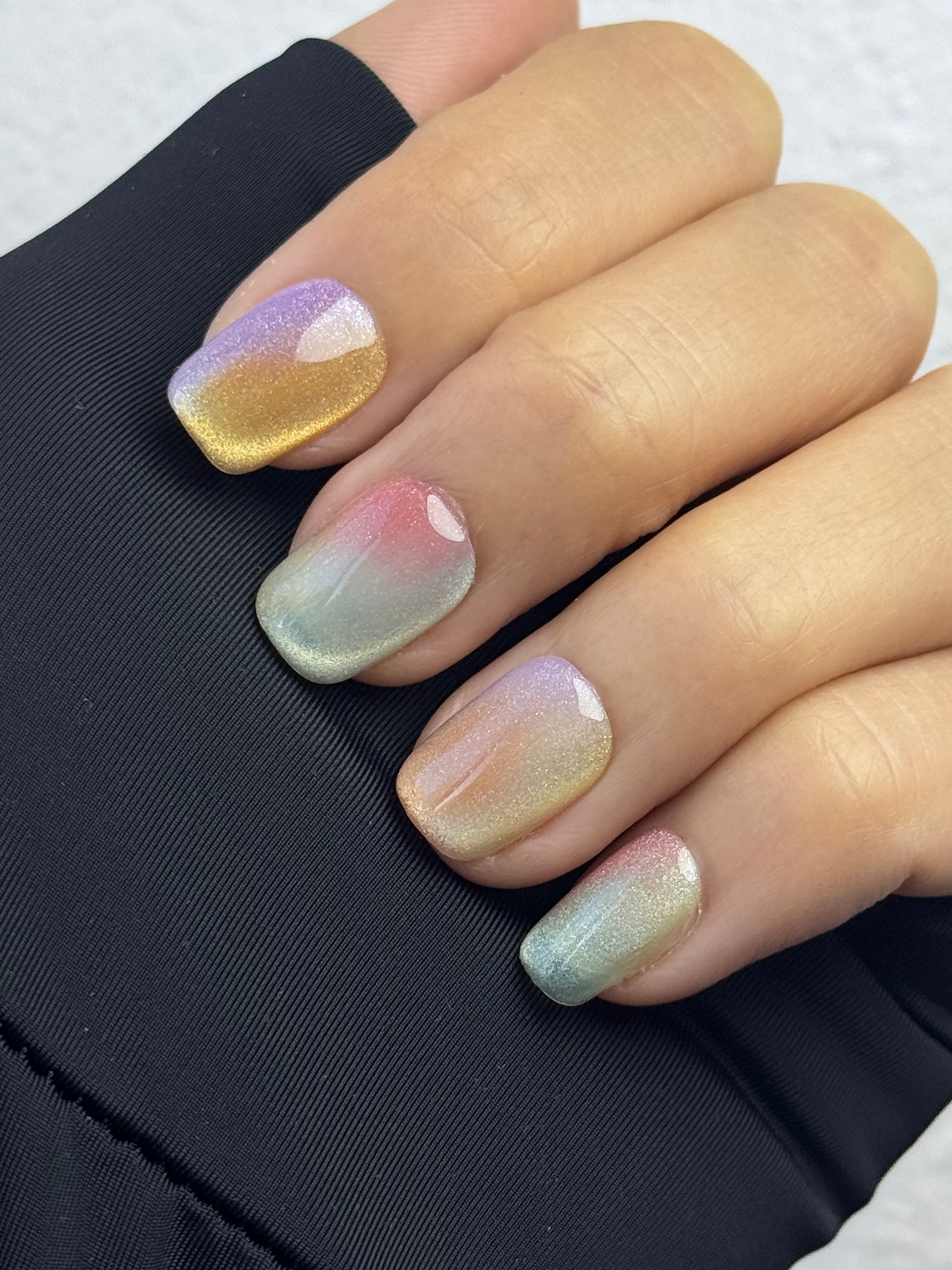 Pastel Rainbow Mist Gradient Nails