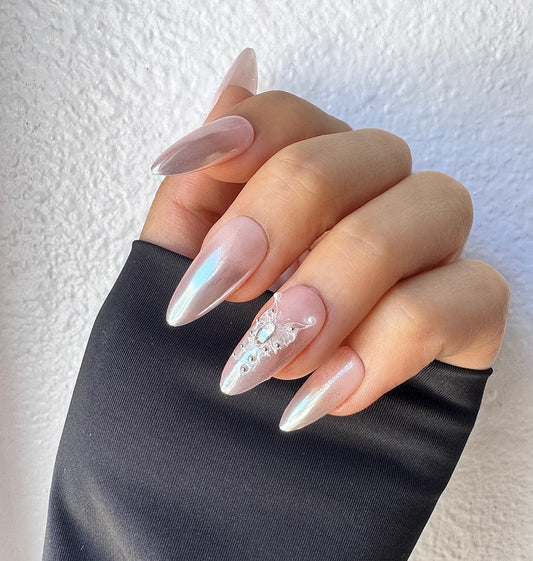 Iridescent Chrome Butterfly Press-On Nails