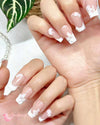 Elegant 3D White Blossom French Press-On Nails