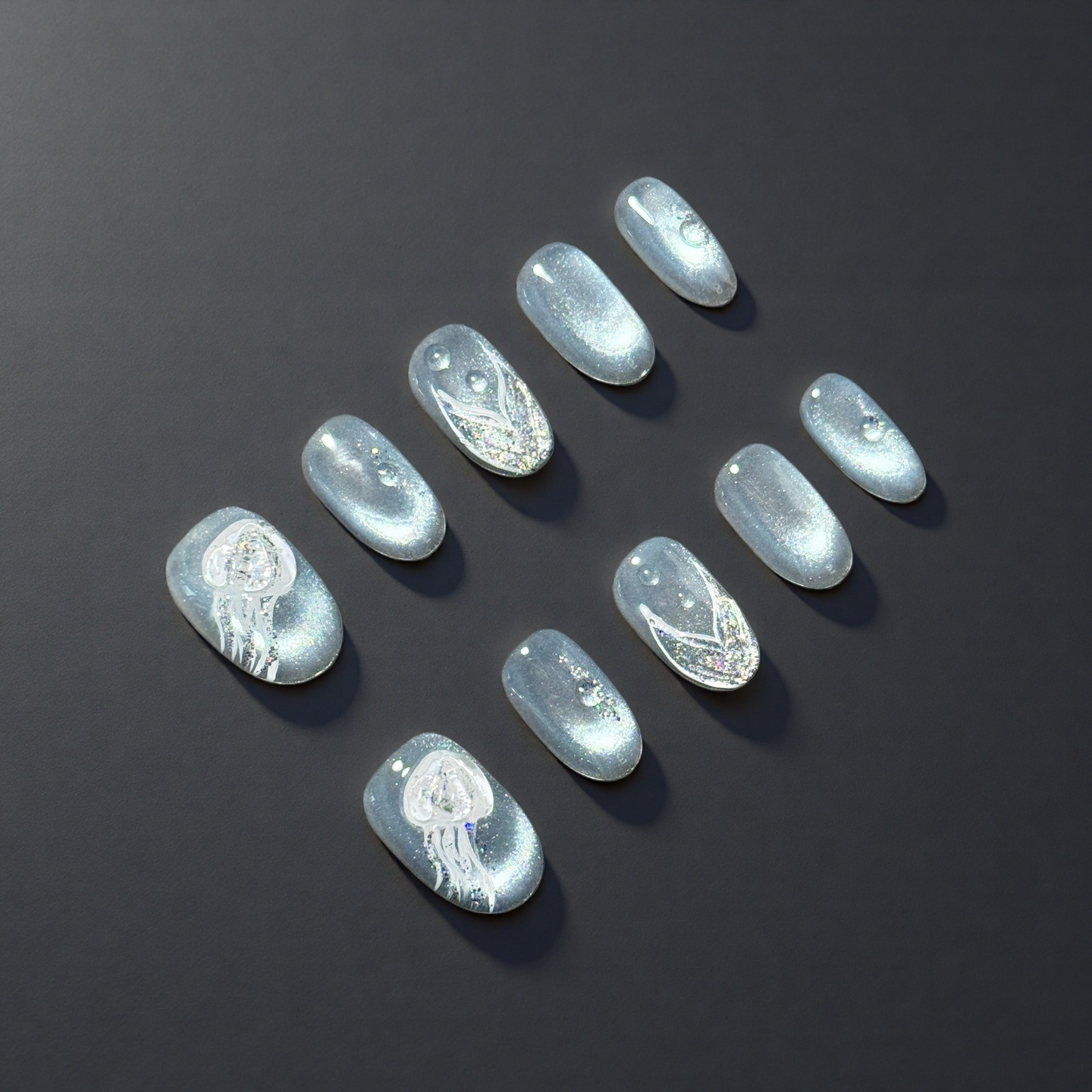 Ocean Whisper – Jellyfish & Mermaid Tail Press-On Nails