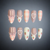 Strawberry Picnic Nail Set | Sweet Pink Plaid with 3D Hearts & Pearls