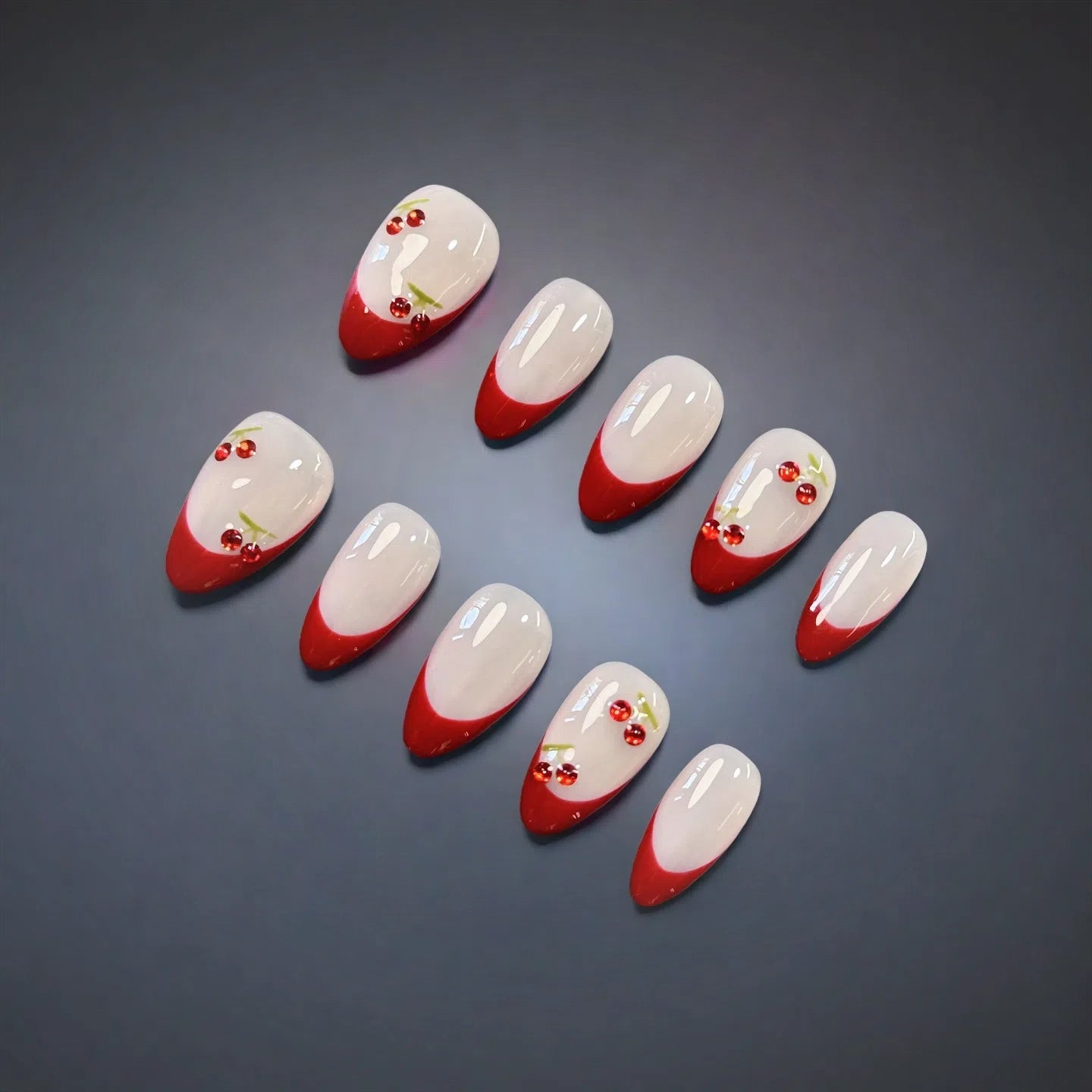 Cherry Kiss – Short Almond Press-On Nails