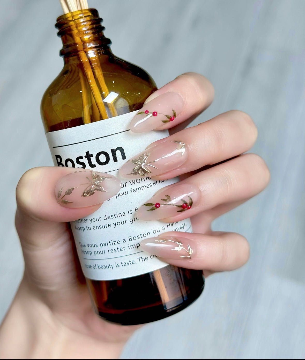 Nude Botanical Butterfly Press-On Nails