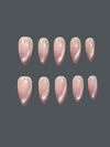 Iridescent Pink Cat Eye Press-On Nails – Glazed Almond Shape Set