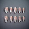 Elegant Cat eye Pink-White Ombre Press-On Nails with Crystal Accents