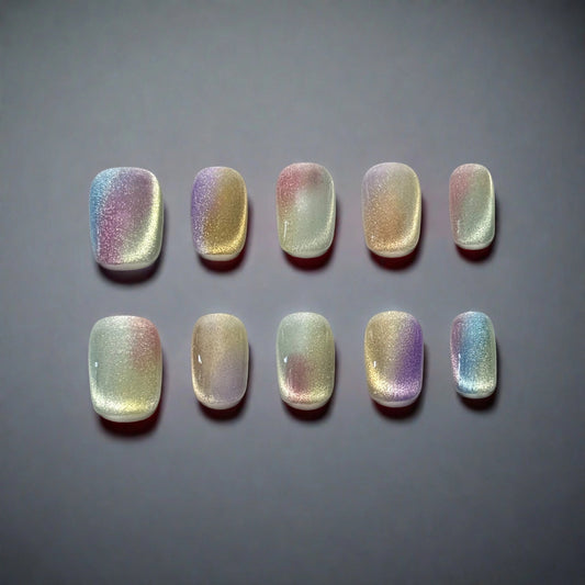 Pastel Rainbow Mist Gradient Nails