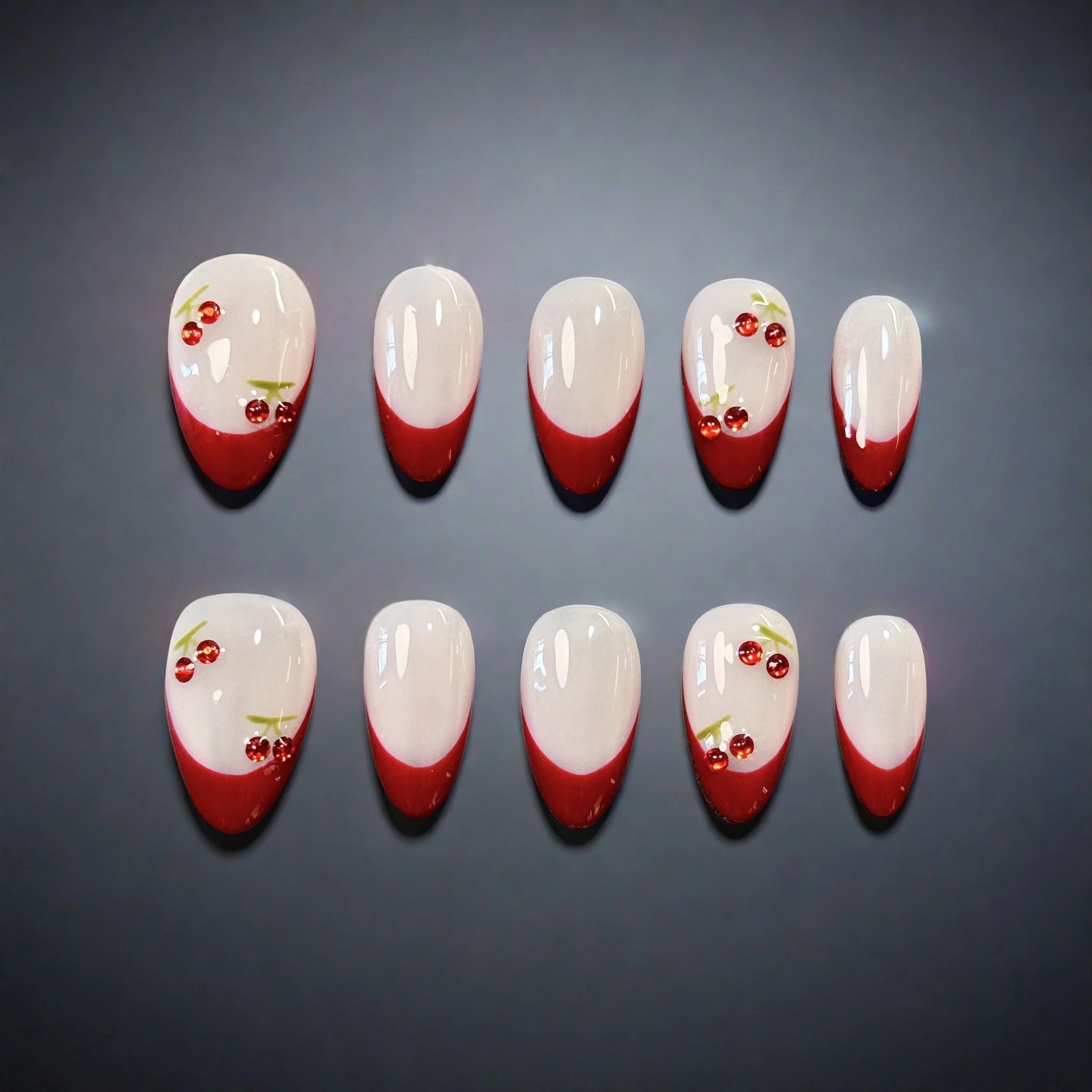 Cherry Kiss – Short Almond Press-On Nails