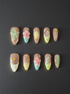 Mermaid Garden Press-On Nails | Handmade Ocean Floral Almond Nails