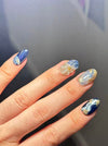 Midnight Ocean – Blue & Gold Marble Press-On Nails