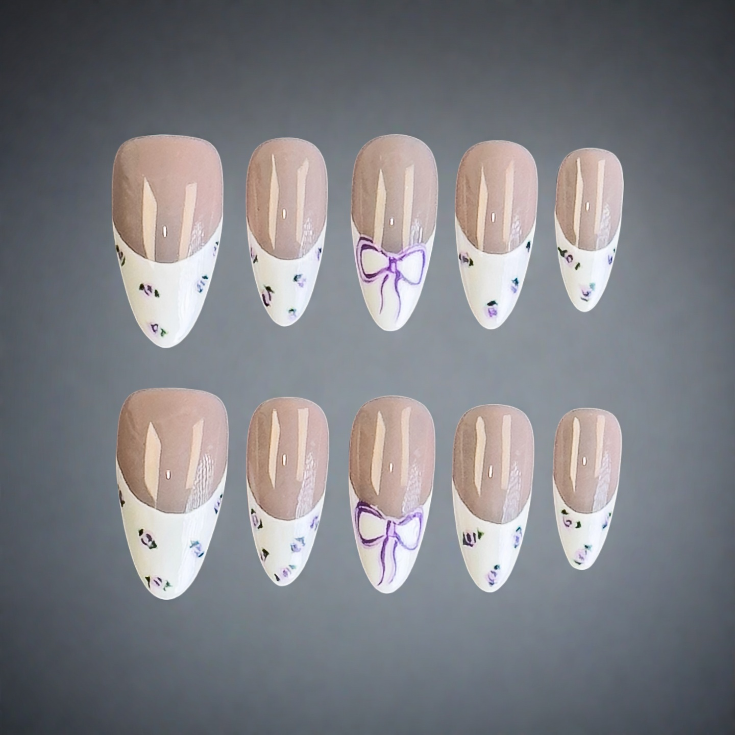 Lavender Ditsy Floral French Tips – Spring-Inspired Press-On Nails