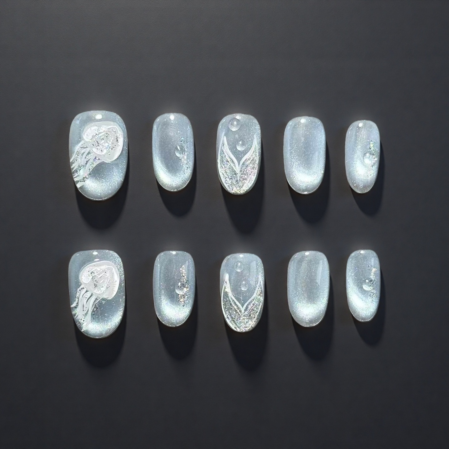 Ocean Whisper – Jellyfish & Mermaid Tail Press-On Nails