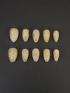 Celestial Gold Line Press-On Nails – Nude Angel Heart Handmade Nail Set