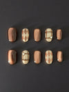 Mocha Cat Eye Argyle Press-On Nails