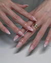 Soft Blush Bow French Almond Press-On Nails