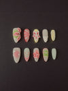 Spring Lily Garden Press-On Nails | Handmade 3D Floral Nail Set