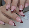 Burgundy Polka Dot French Almond Press-On Nails