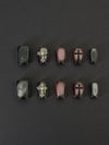Gothic Cross Cat Eye Press-On Nails – Black Chrome Short Square Nail Set