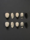 Cream French Bow Press-On Nails – Elegant Black Tip Handmade Nail Set
