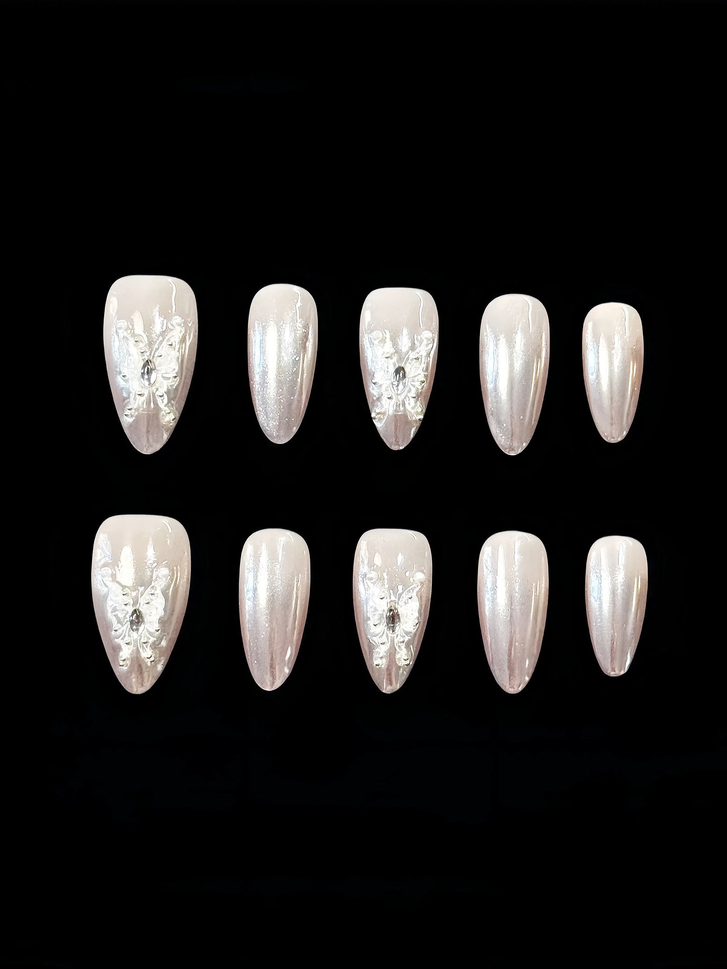 Iridescent Chrome Butterfly Press-On Nails