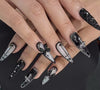 Gothic Doll – Black &amp; White Charm Press-On Nails