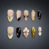 Elegant Tortoise Shell & Floral Gold Press-On Nails – 10PCS Set