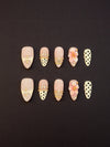 French Lace Press-On Nails | Handmade 3D Flower Polka Dot Luxury Reusable Gel Nails
